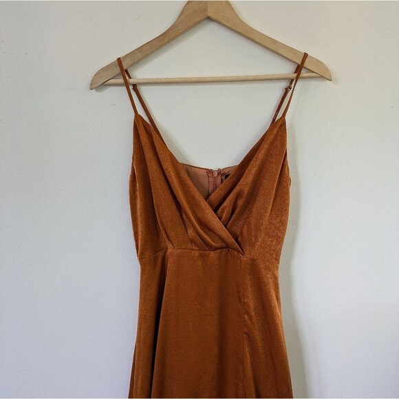 NWT Constantine Rust Orange Satin Maxi Dress - Picture 5 of 11